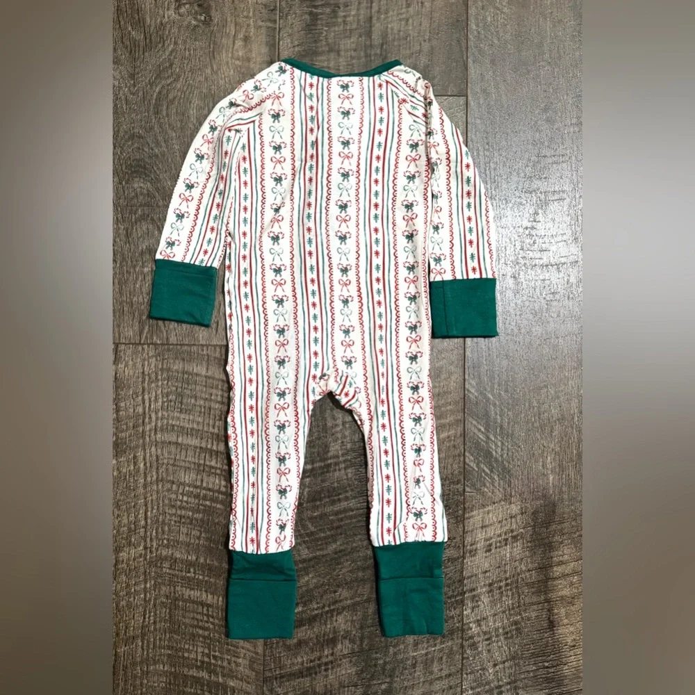 Bamboo Baby Zipper Sleeper Bow Christmas Print 12-18 month